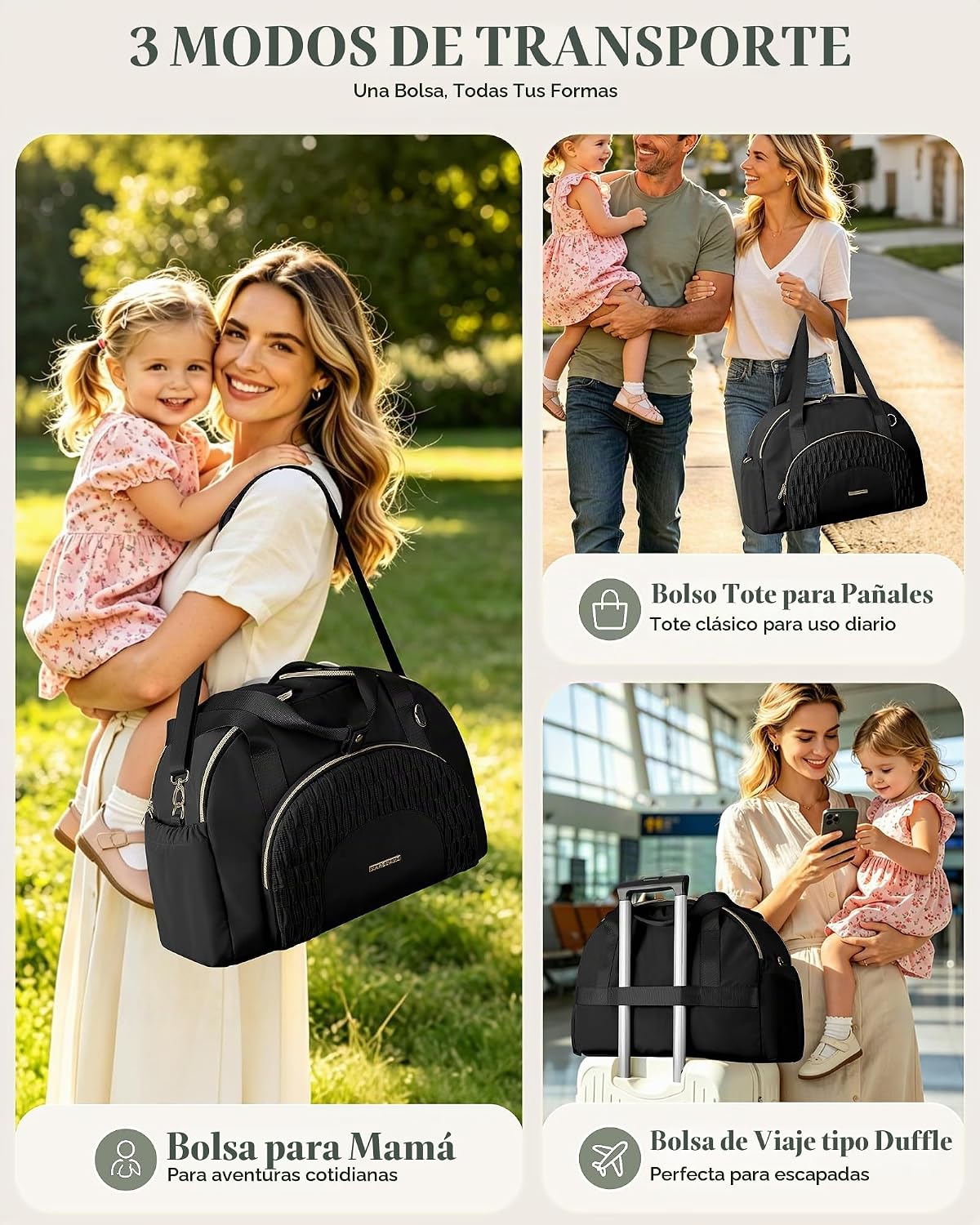 Marscamd Bolsa de pañales con cambiador, bolsas cruzadas grandes pa...