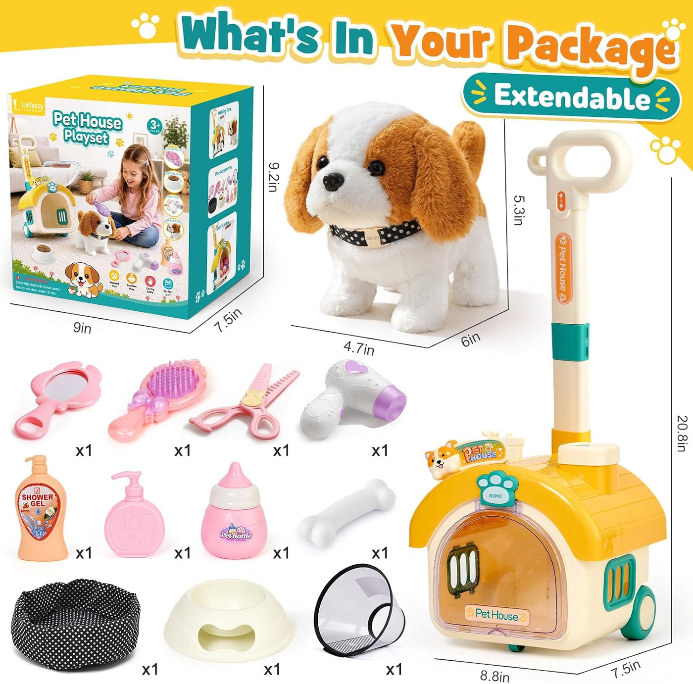 Lorfancy Juguete electrónico para perros que camina para niños con...