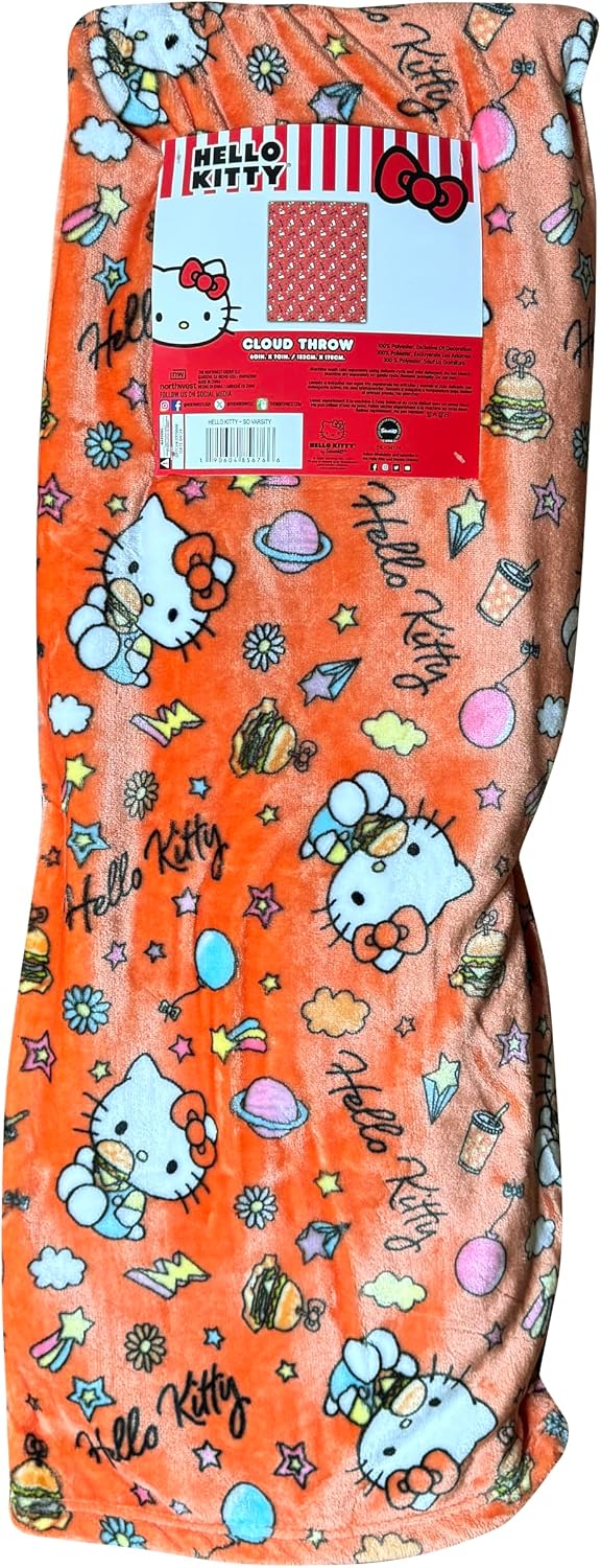 NORTHWEST Manta de felpa con diseño de nube de Hello Kitty, 60 x 70...