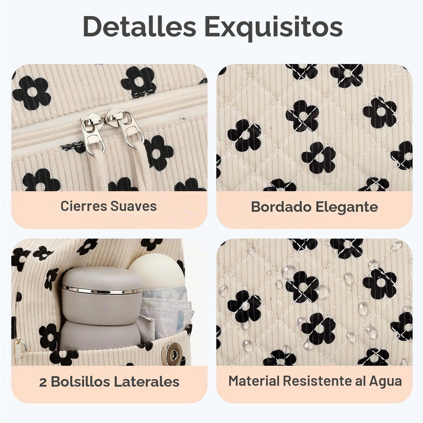 Tenot Bolsa de pañales de pana, bolsa de viaje para pañales con fun...