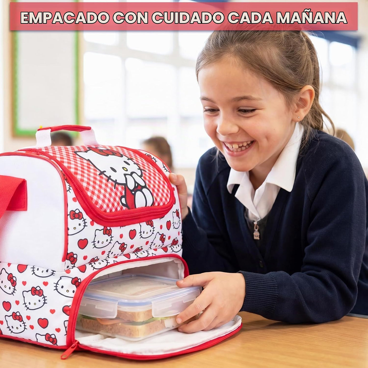 Get Trend Sanrio Hello Kitty Bolsa de almuerzo aislada para niñas p...