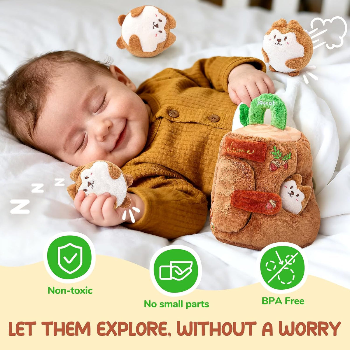 JoyCat Juguetes para bebés de 6-12 meses - Casa de árbol suave para...