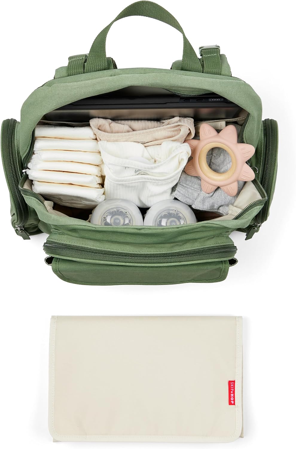 Skip Hop Mochila para pañales con cambiador portátil, 9 bolsillos e...
