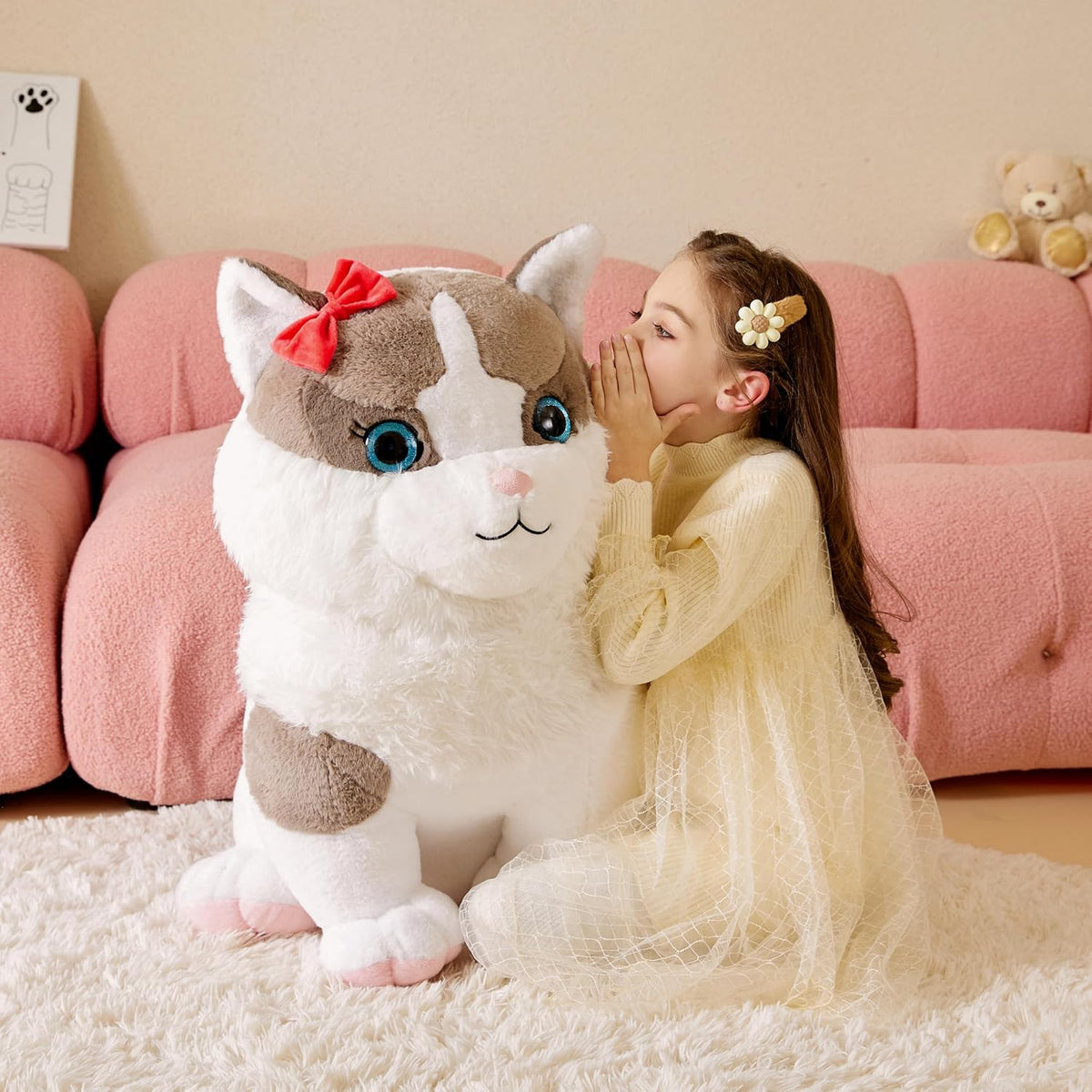 Tumyay Ragdoll gigante de peluche de gato suave, juguetes grandes J...