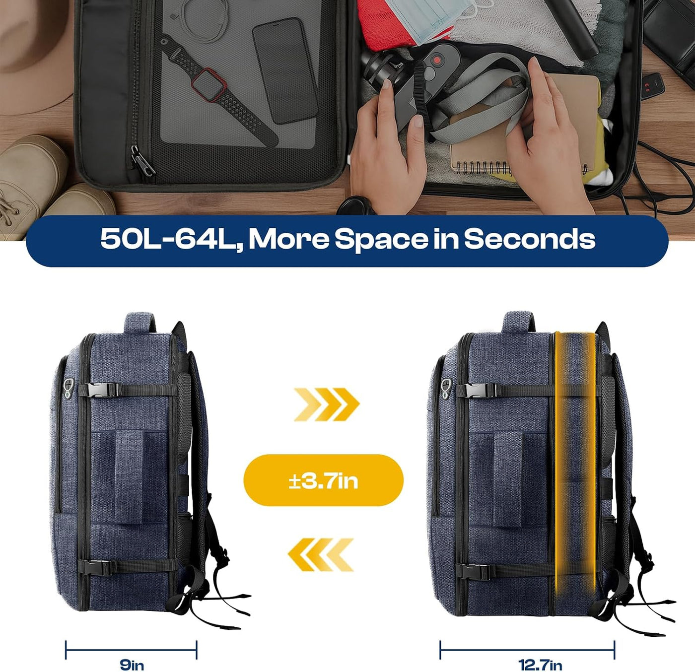 Sirmaeed Mochila para hombre, 45L-55L, mochila de viaje para laptop...