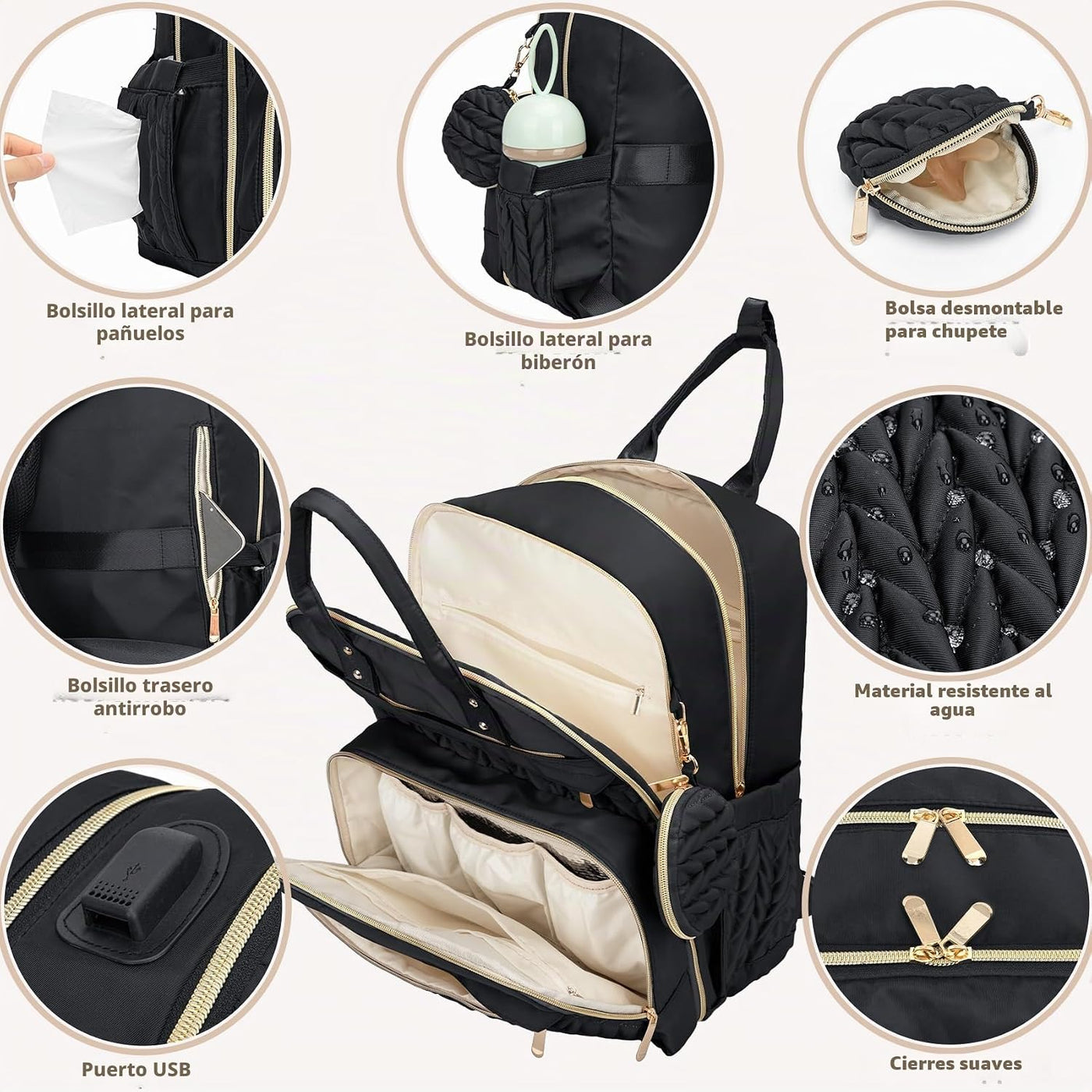 Mochila para pañales CandyHome, elegantes bolsas impermeables para...