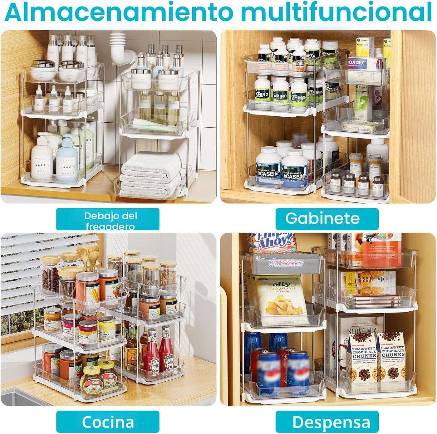 Delamu 2 juegos de 3 niveles de organizadores y almacenamiento para...