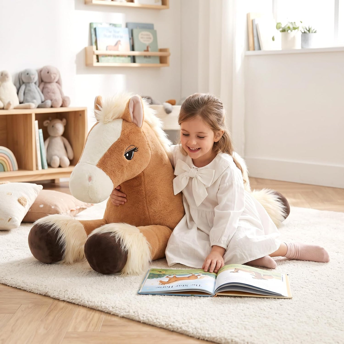 IKASA Animal de peluche de caballo gigante de 47 pulgadas, súper su...