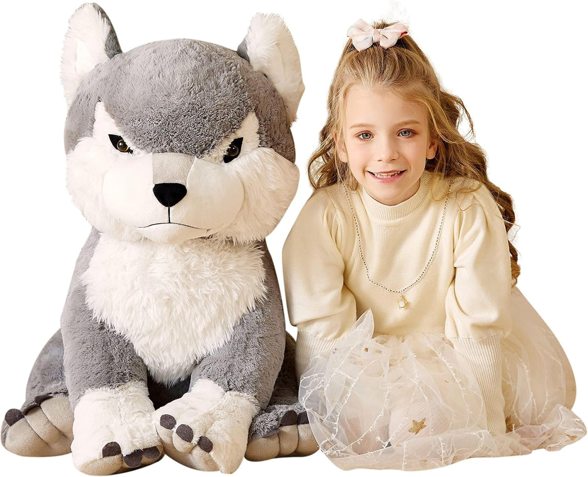 EARTHSOUND Animal de peluche gigante de lobo, juguete de peluche gr...
