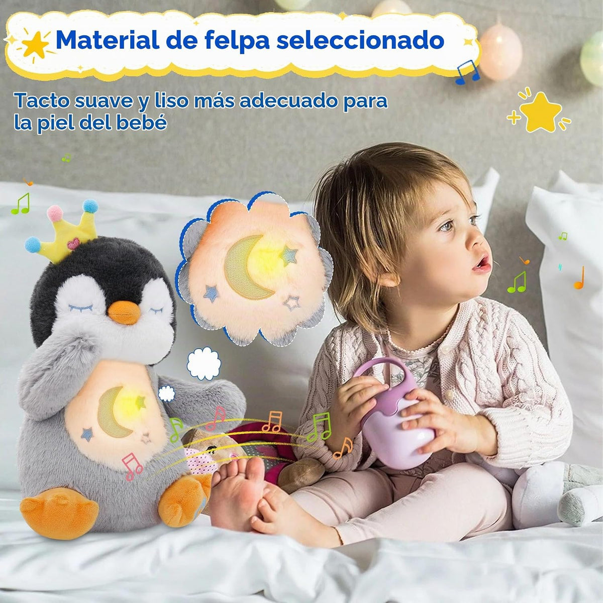 MIAODAM Animal de Peluche Pingüino con Respiración de Felpa para la...