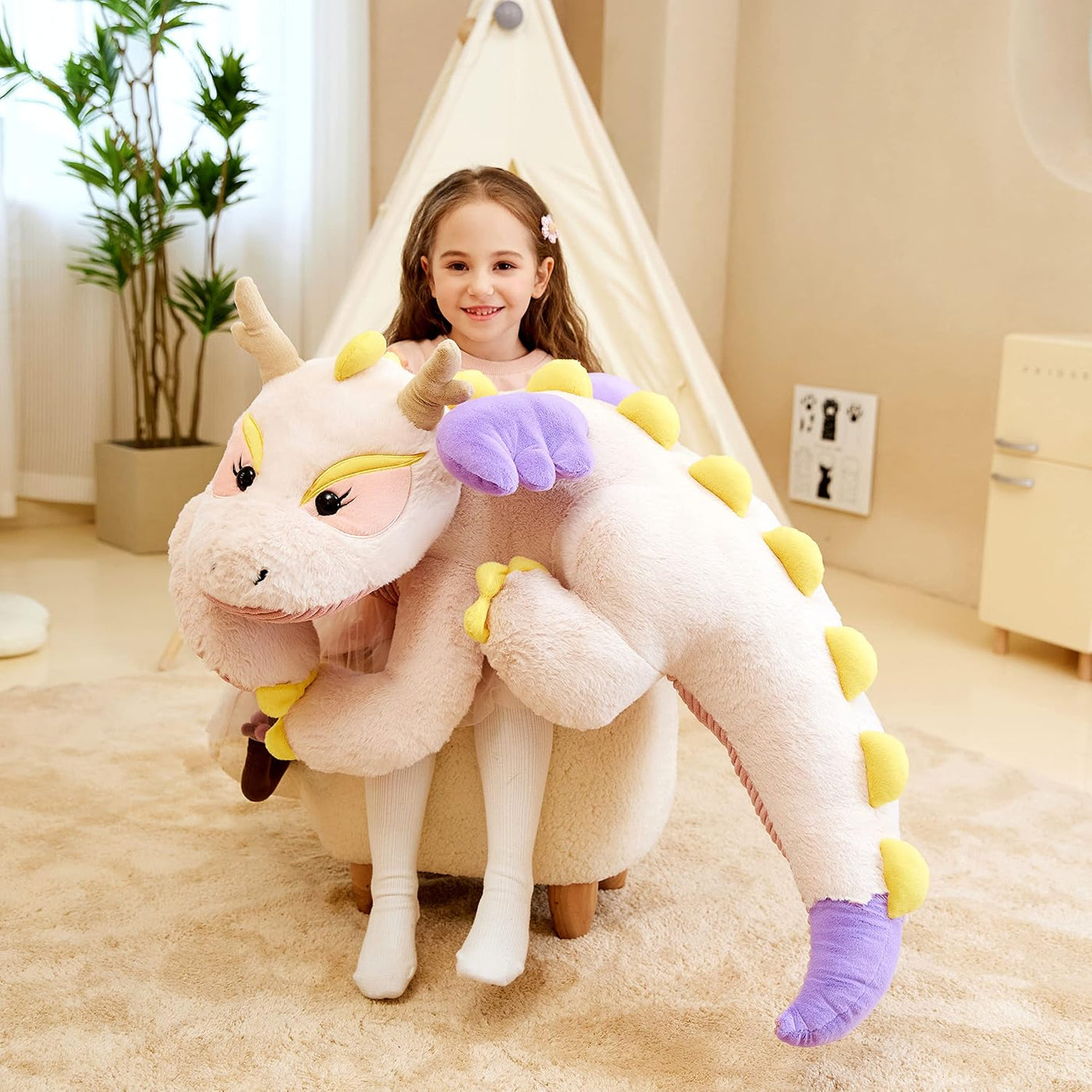 IKASA Juguete de Peluche de Animal de Dragón Gigante, Dinosaurio Gr...