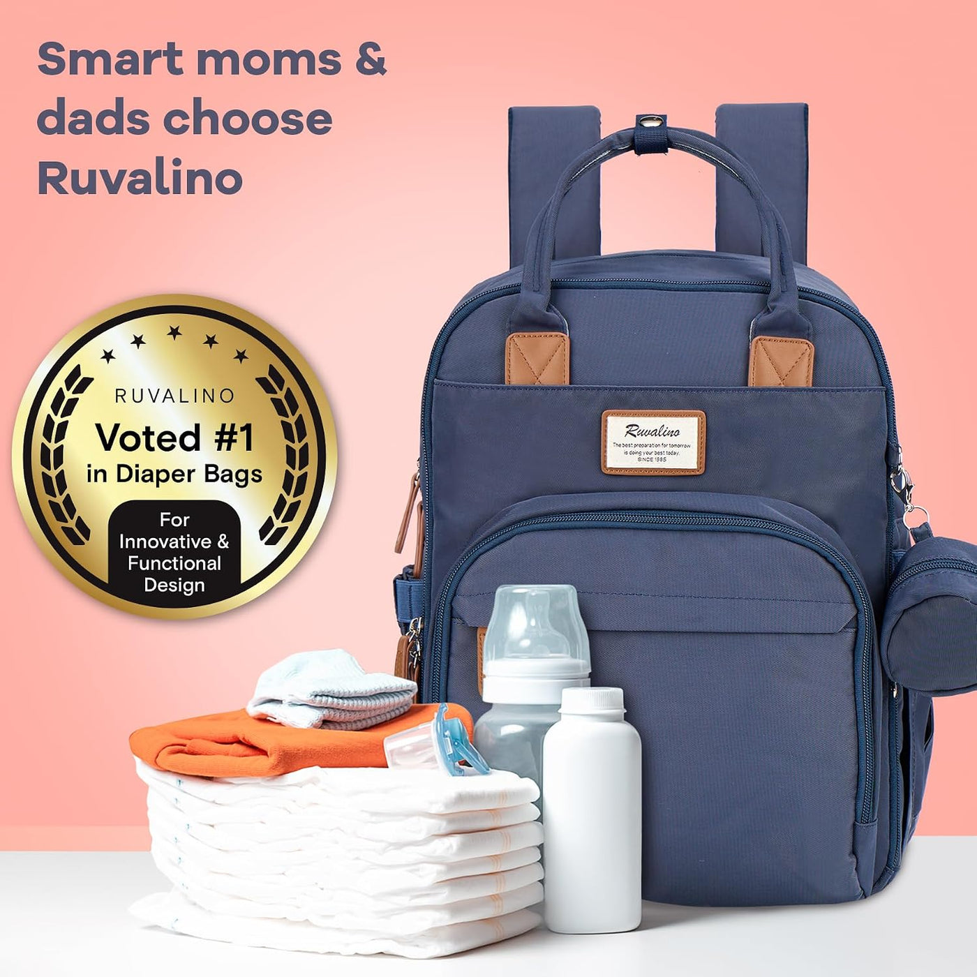 RUVALINO Mochila para Pañales, Mochila de Viaje Multifuncional Bols...