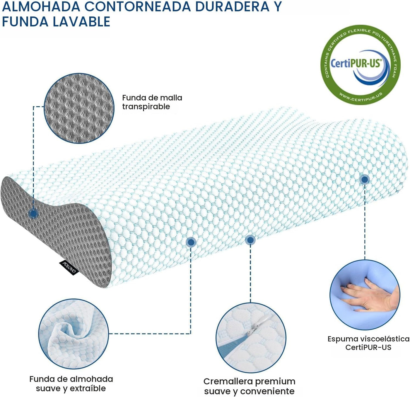 Almohadas de espuma viscoelástica, almohada para el cuello, almohad...