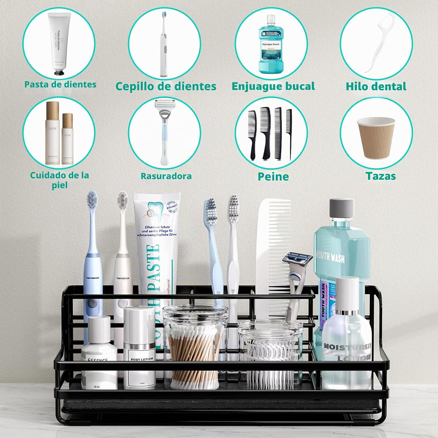 Portacepillos de dientes HapiRm para baño - Organizador de mostrado...