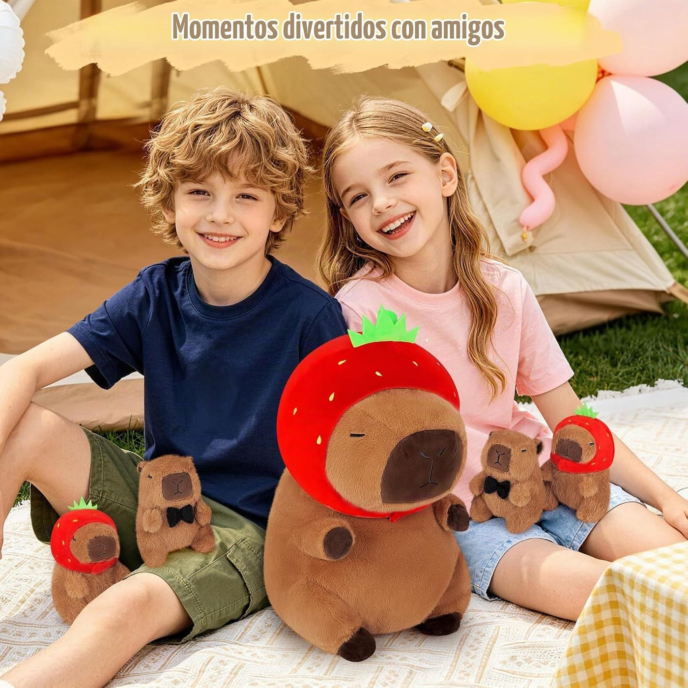 Achwishap Capybara - Juego de 5 peluches de Capybara con mamá y 4 b...