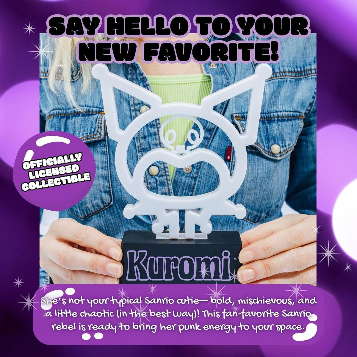 Silver Buffalo Sanrio Hello Kitty Kuromi - Lámpara de luz de neón |...