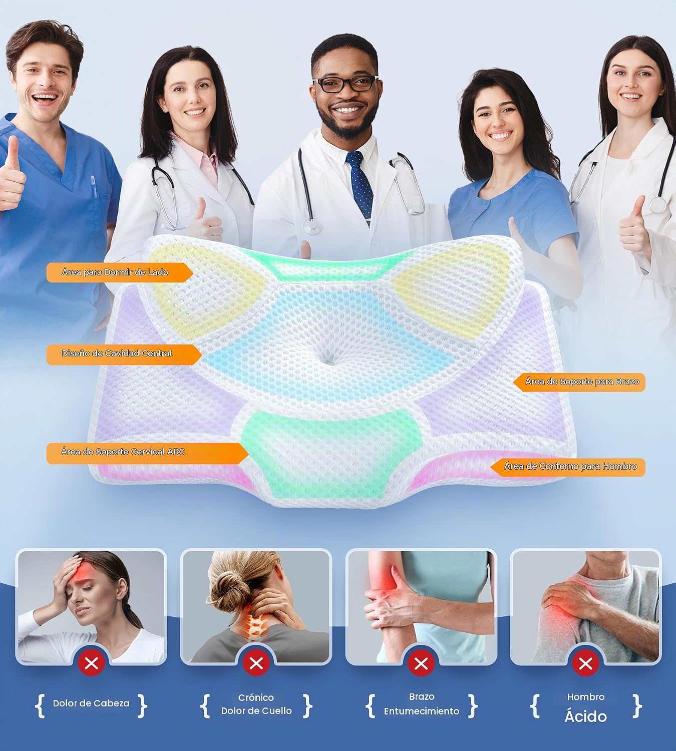 Osteo Almohada cervical para aliviar el dolor de cuello, diseño hue...