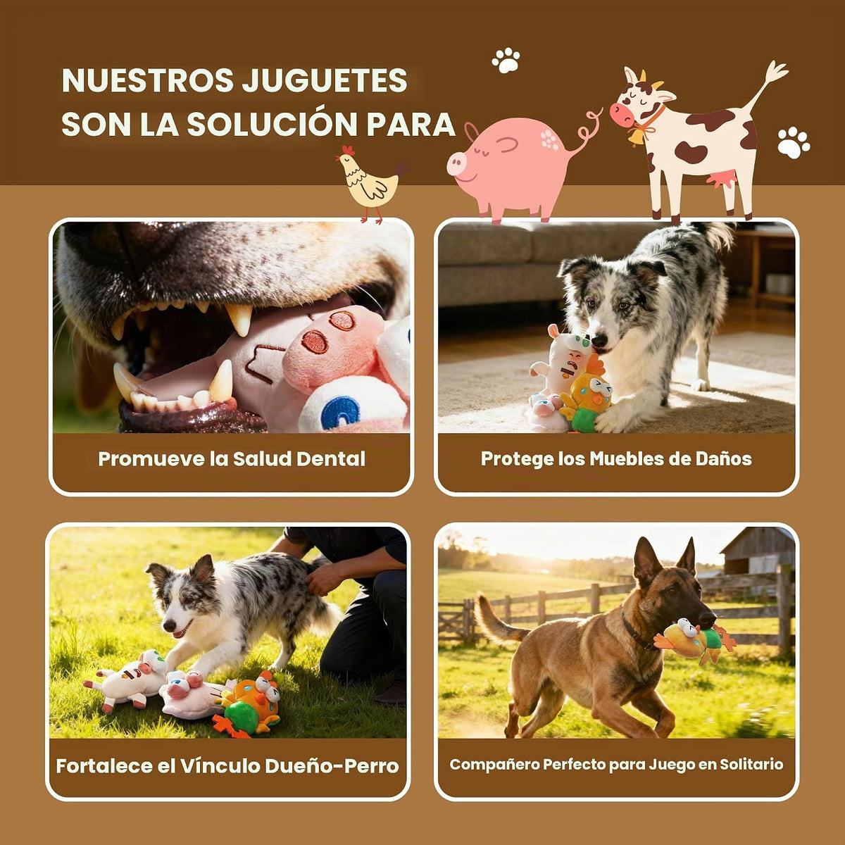 Nocciola - Juguetes chirriantes para perros, juguetes de peluche du...
