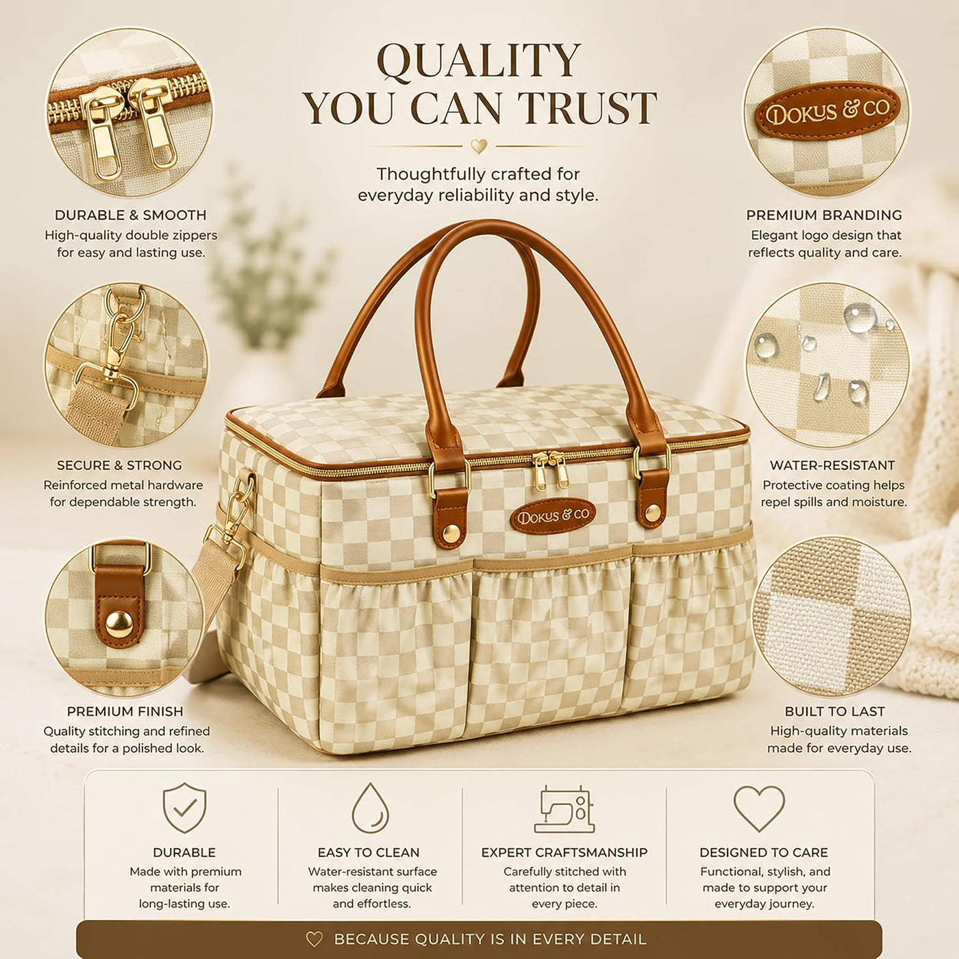 DOKUS & CO Luxe - Bolso para pañales extragrande plegable para...