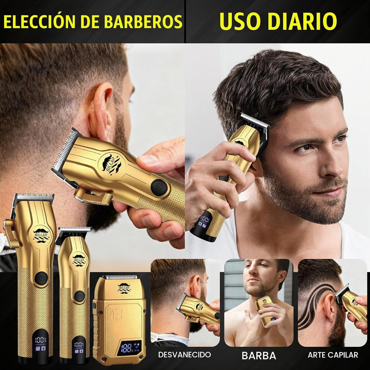 BILLAR Juego de Cortapelos y Recortadora de Peluquería Profesional...