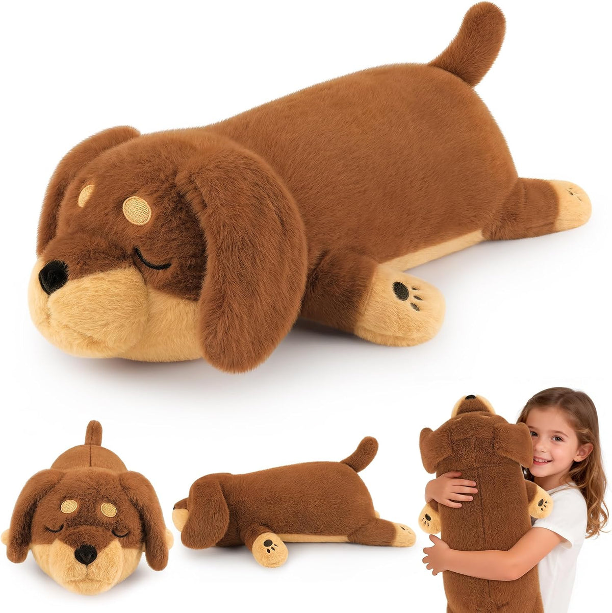Peluche de perro salchicha con peso de 5 libras, peluche grande de...