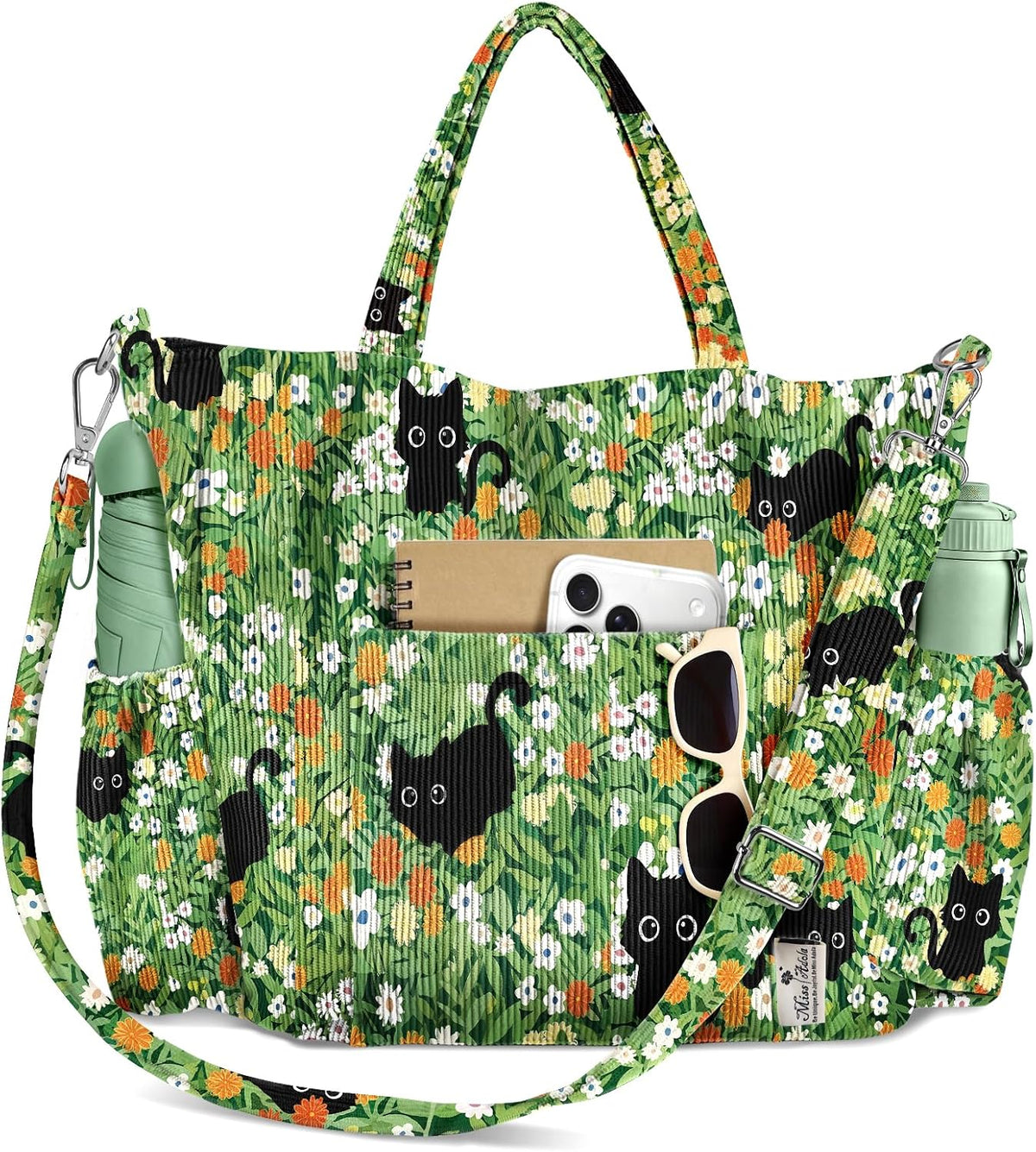 Miss Adola Bolso cruzado de pana para mujer, bolsa grande con múlti...