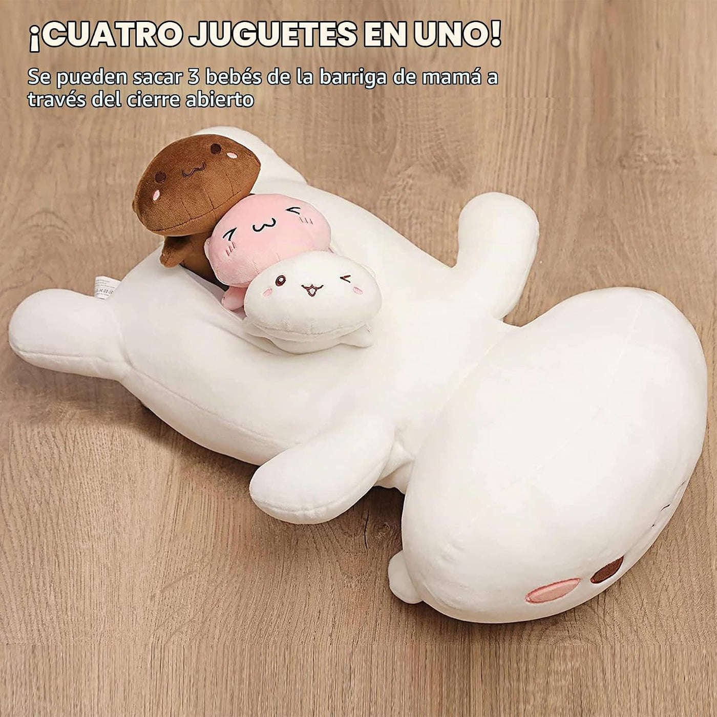 Onsoyours Mamá de peluche de gato de 19.7 pulgadas con 3 peluches d...