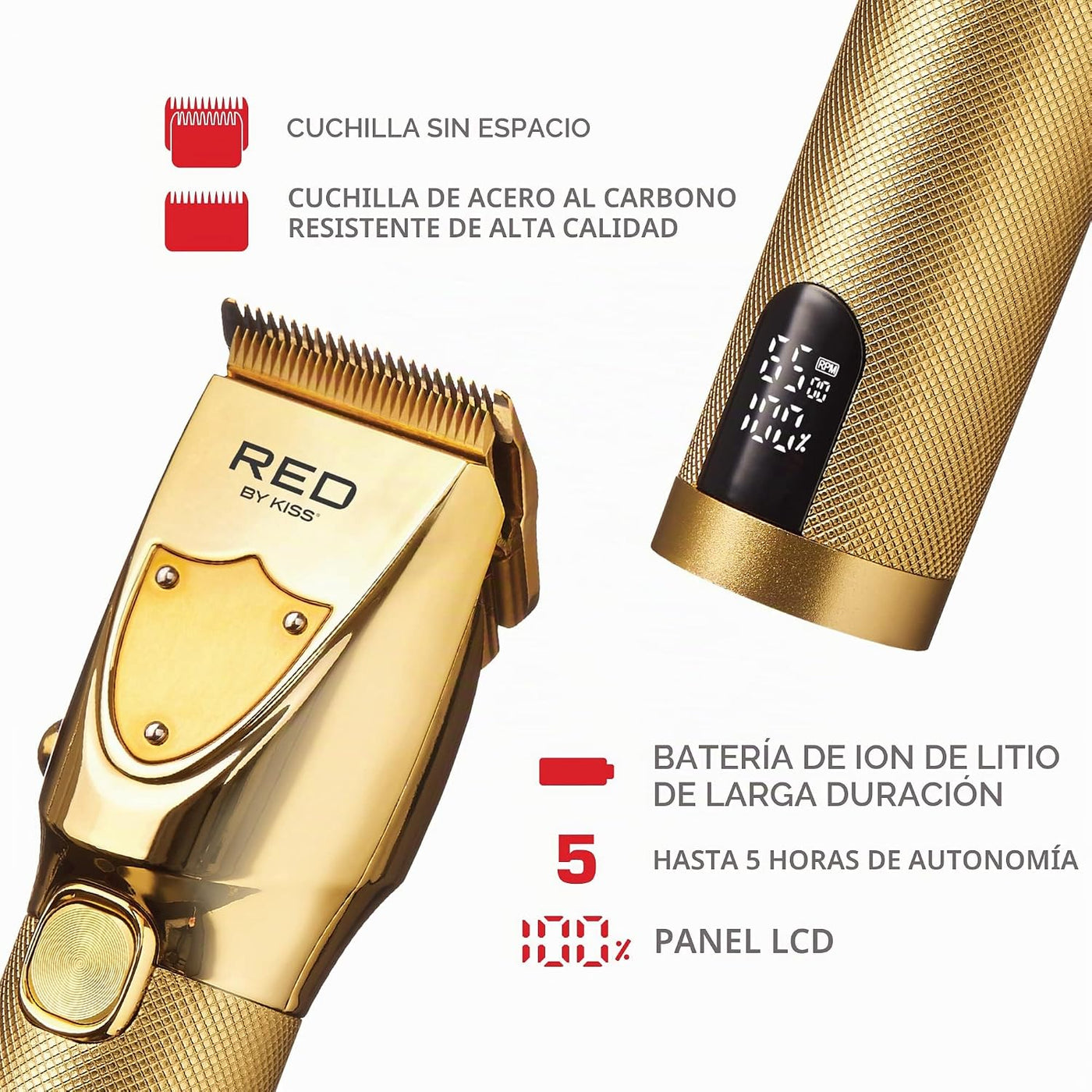 RED by Kiss Cortadora de pelo inalámbrica, recortadora de pelo para...