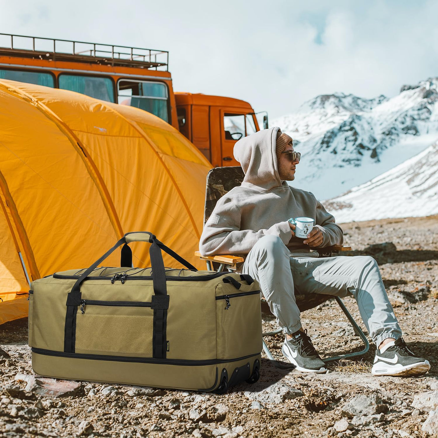 Laripwit Bolsa de Lona Plegable con Rueda Extra Grande 167L Expandi...