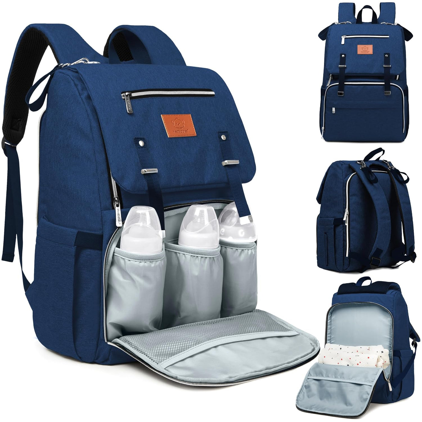 KeaBabies Mochila para pañales para bebé con cambiador, grande (azu...