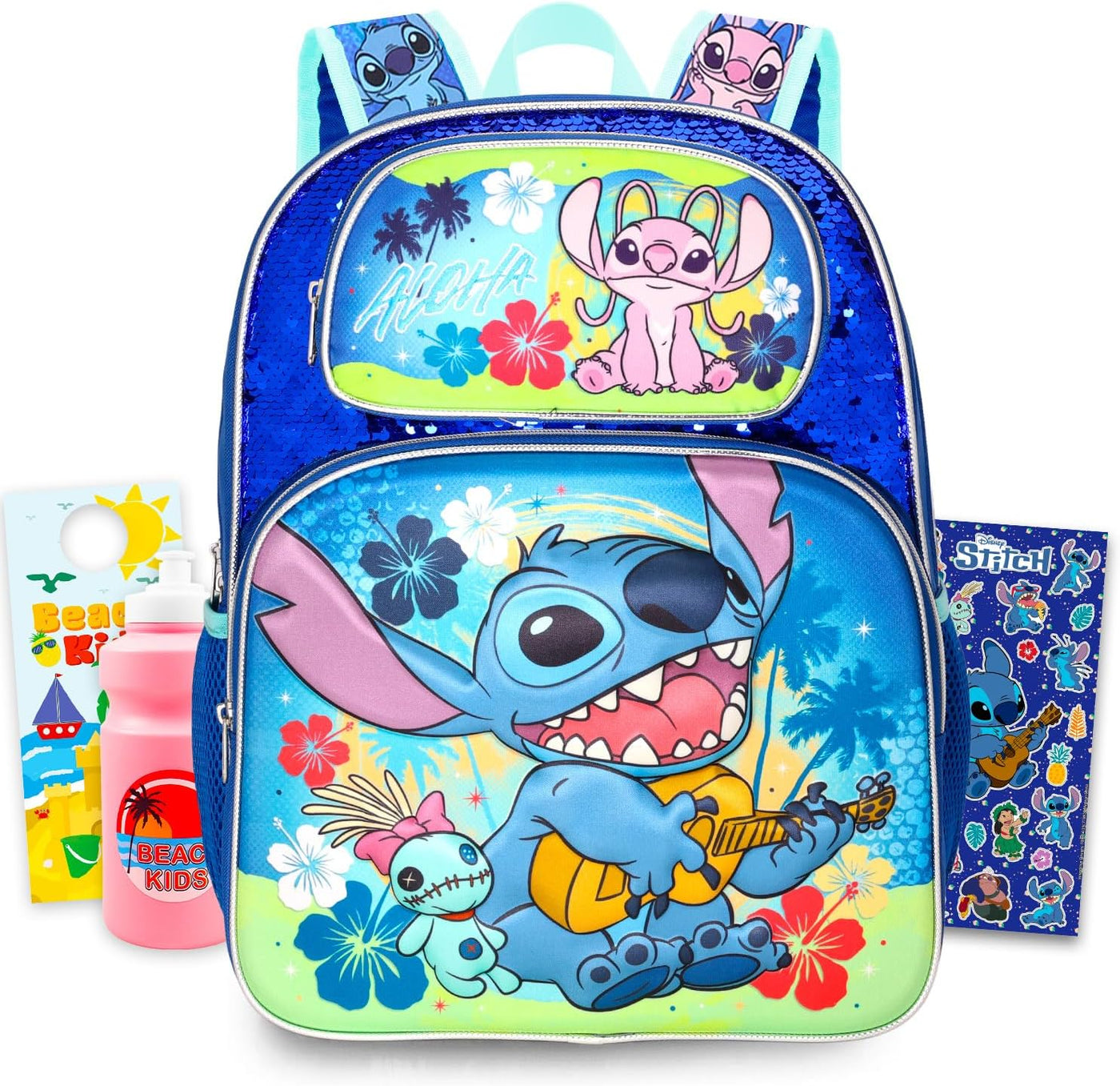 Mochila Stitch & Angel para niñas, paquete escolar con mochila de 1...