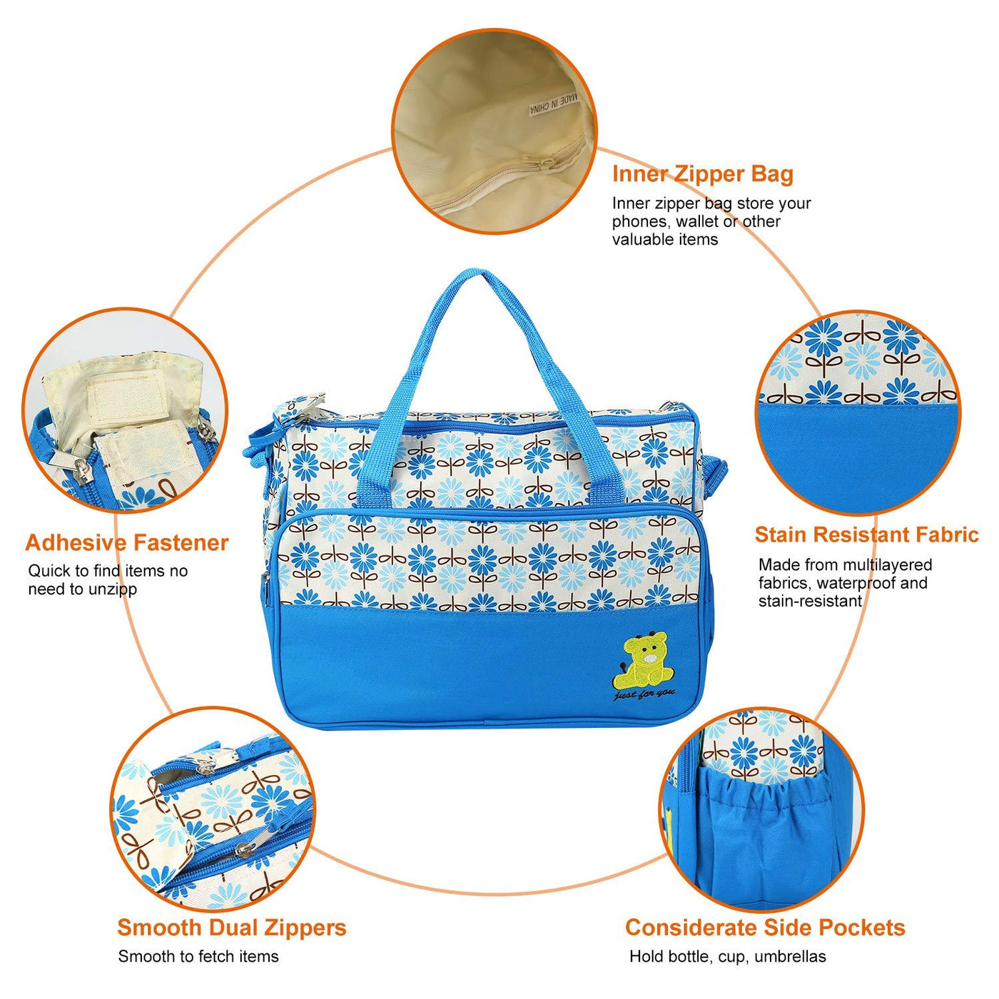 Moclever Juego de Bolso Tote para Pañales, 5 Piezas de Bolsas para...