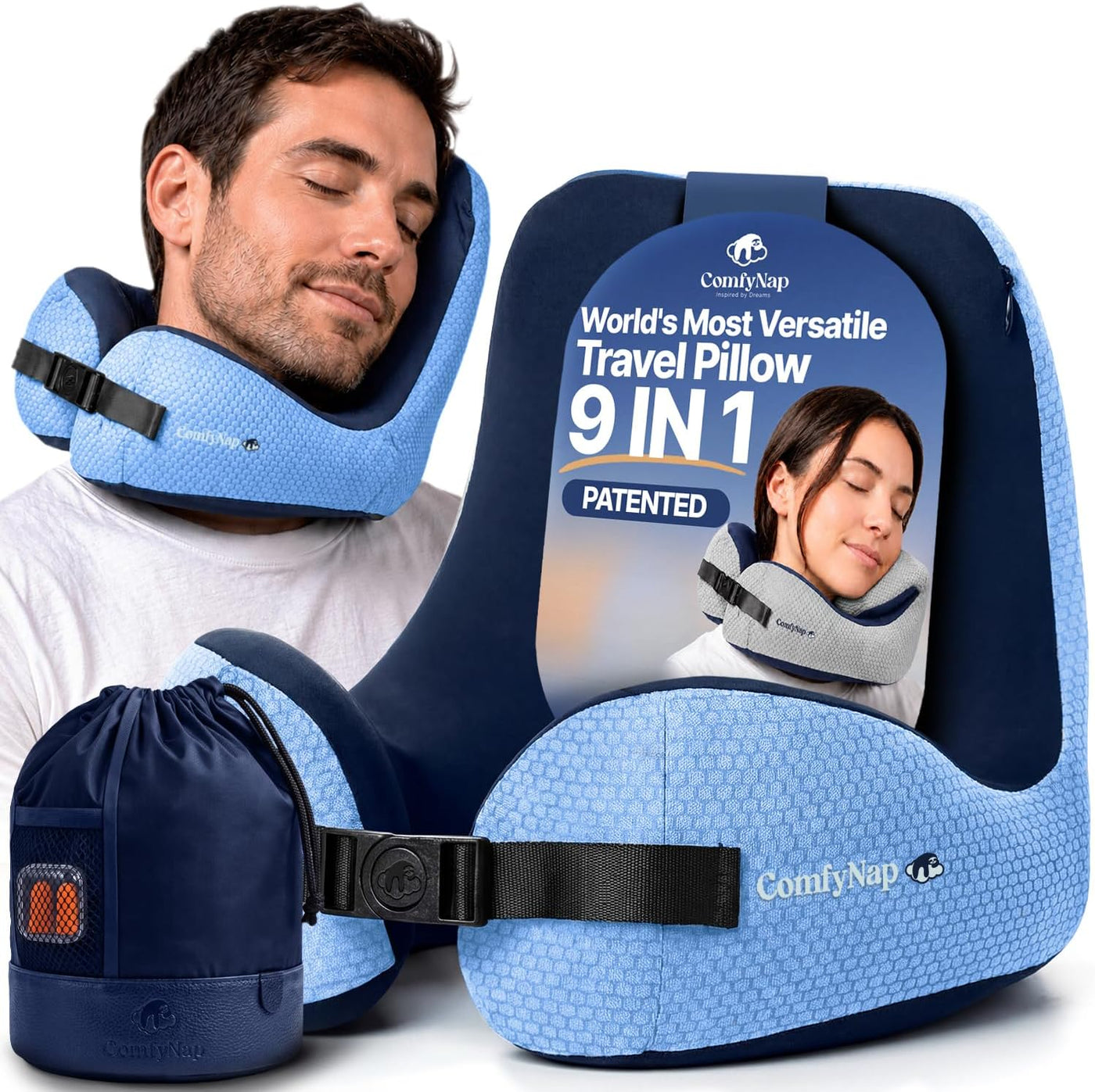 ComfyNap® Zeus - Almohada de cuello de viaje versátil para avión [p...