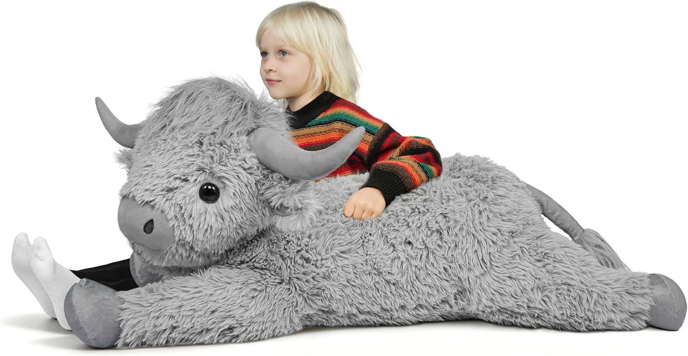 WDXDSOB Peluche de vaca gigante gris de las Highlands de 38.5 pulga...