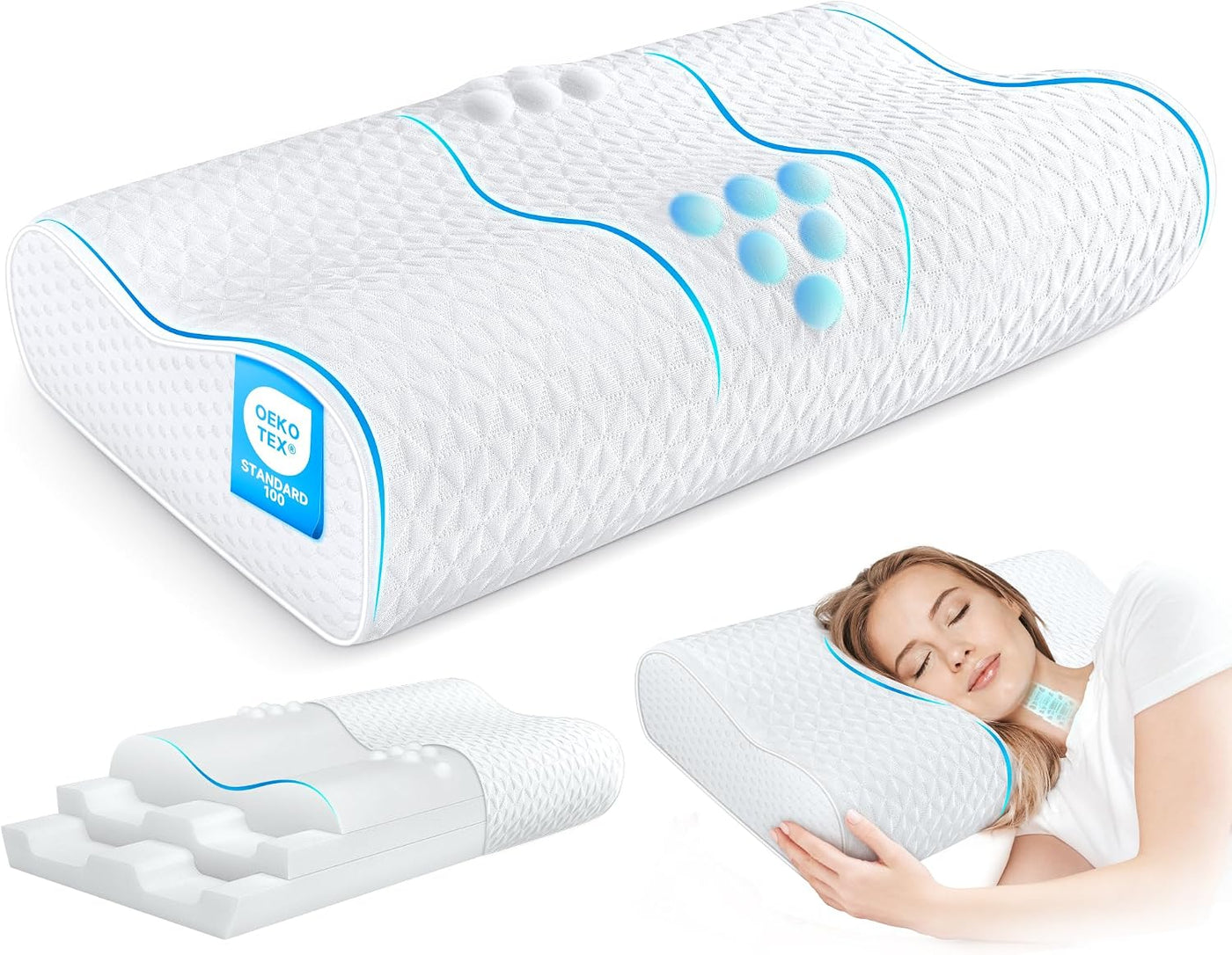 zibroges Almohada cervical para el cuello para aliviar el dolor, al...