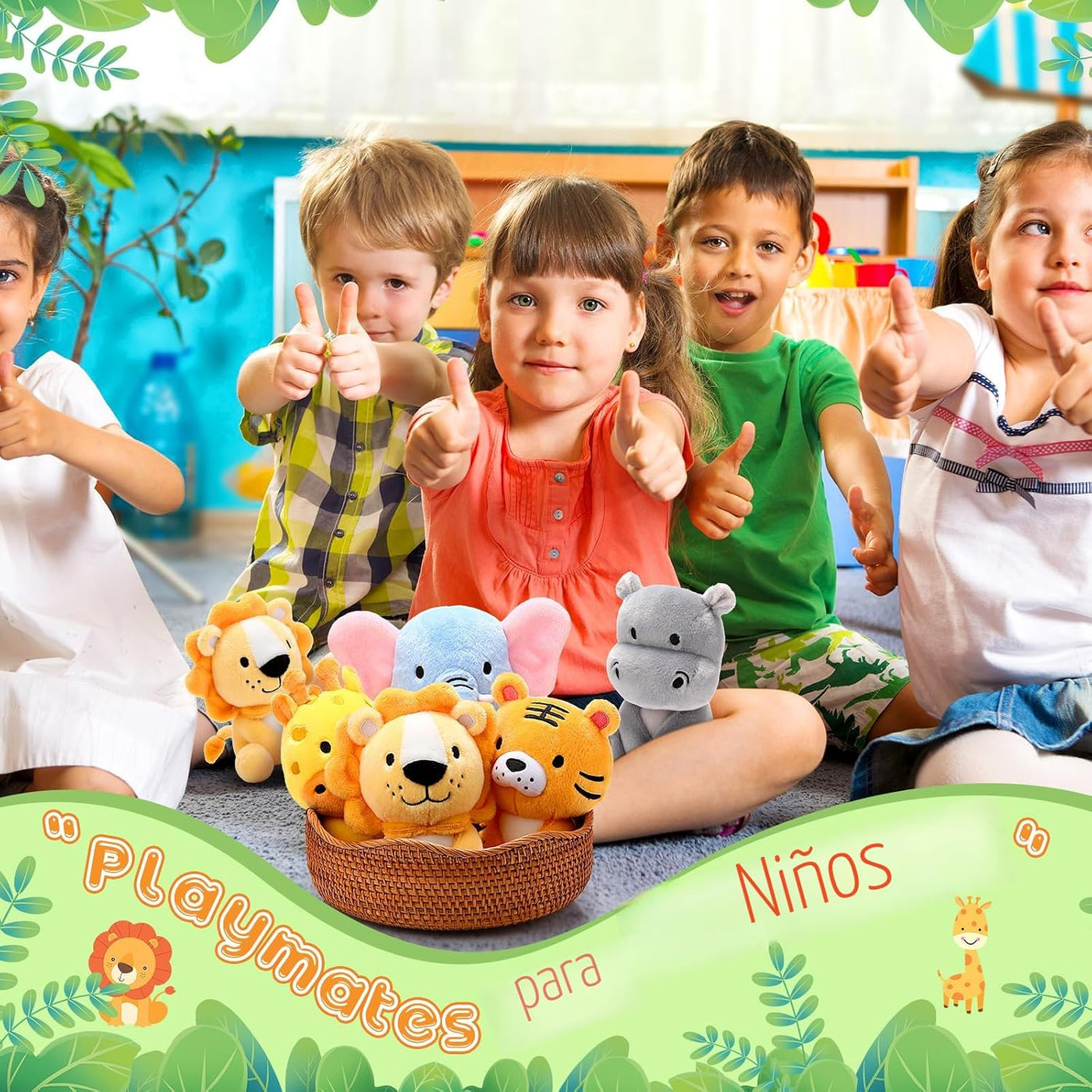 RoundFunny 6 Piezas Animales de Peluche Pequeños de Safari a Granel...