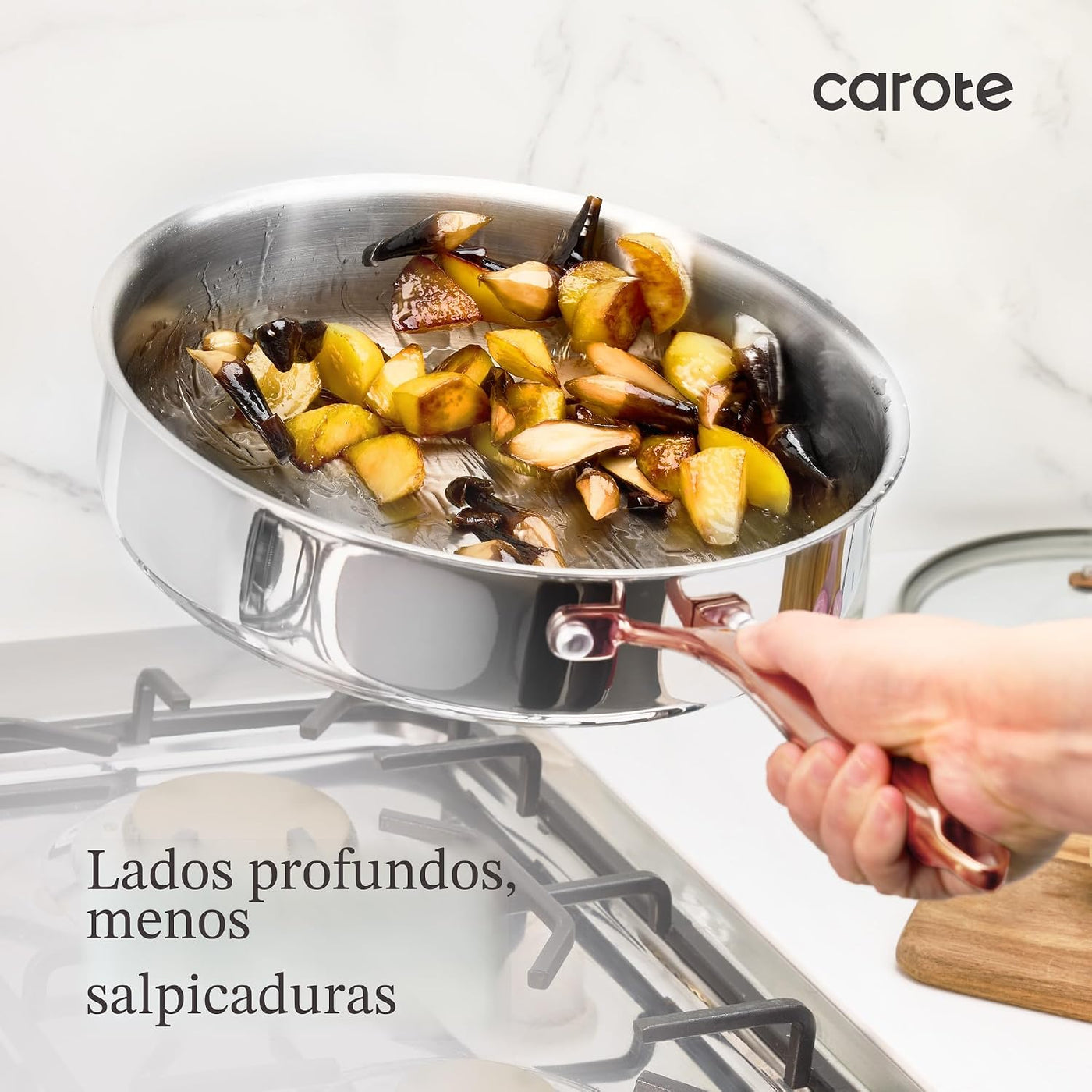 CAROTE Sartén de Fritura Profunda de Acero Inoxidable de Tres Capas...