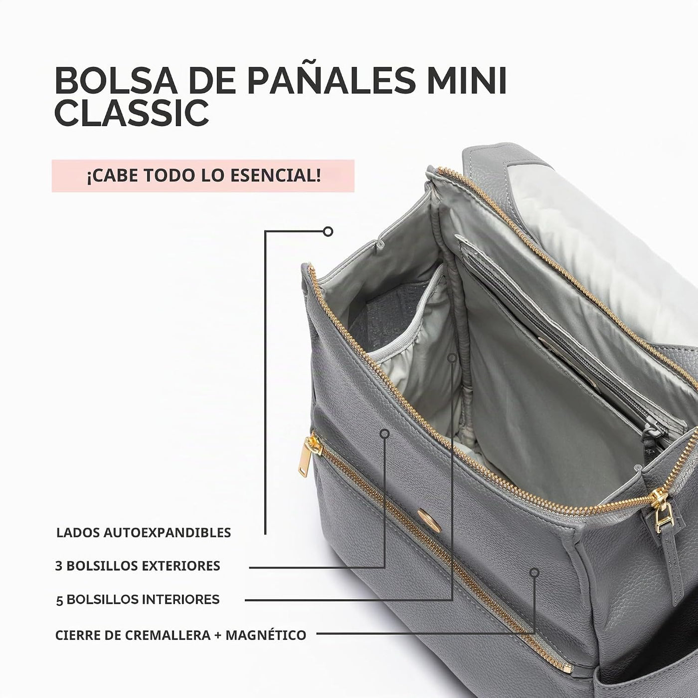 Freshly Picked - Mochila Mini Clásica para Pañales, de Cuero Vegano...