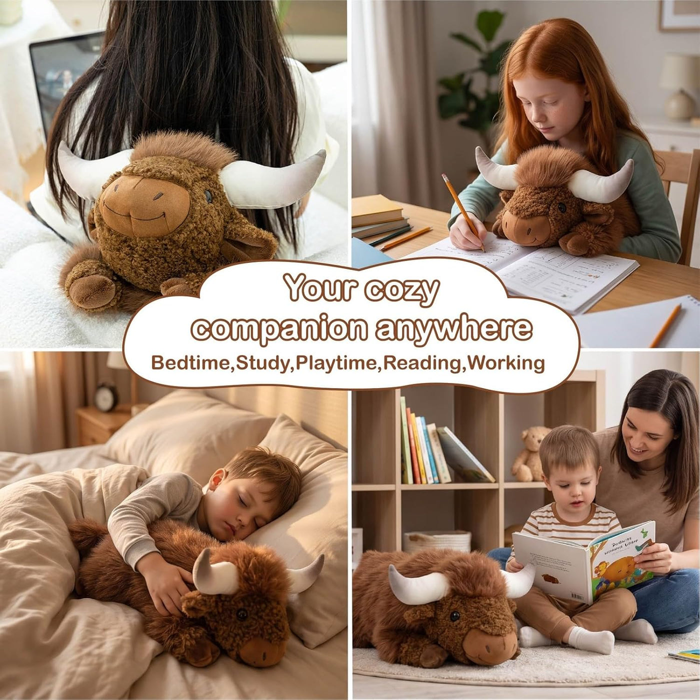 ZRUNBO Animales de peluche de vaca de las tierras altas, juguete de...