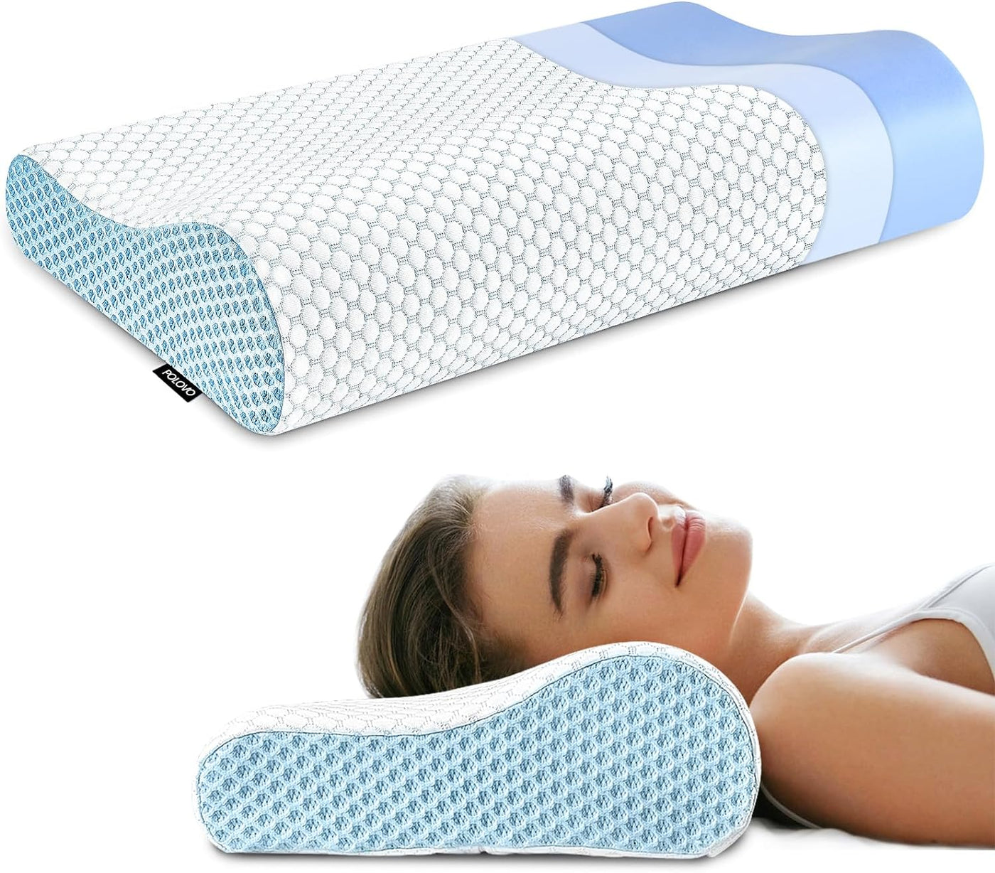 Almohada cervical de contorno de espuma viscoelástica para aliviar...