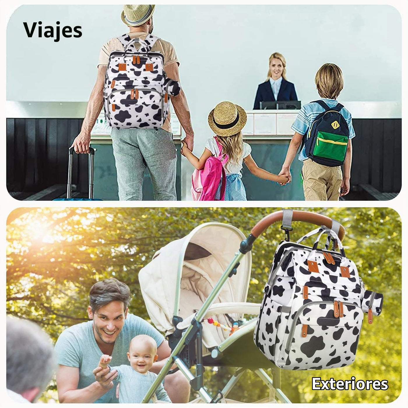 KABAQOO Mochila para pañales con estación de cambio desmontable, bo...
