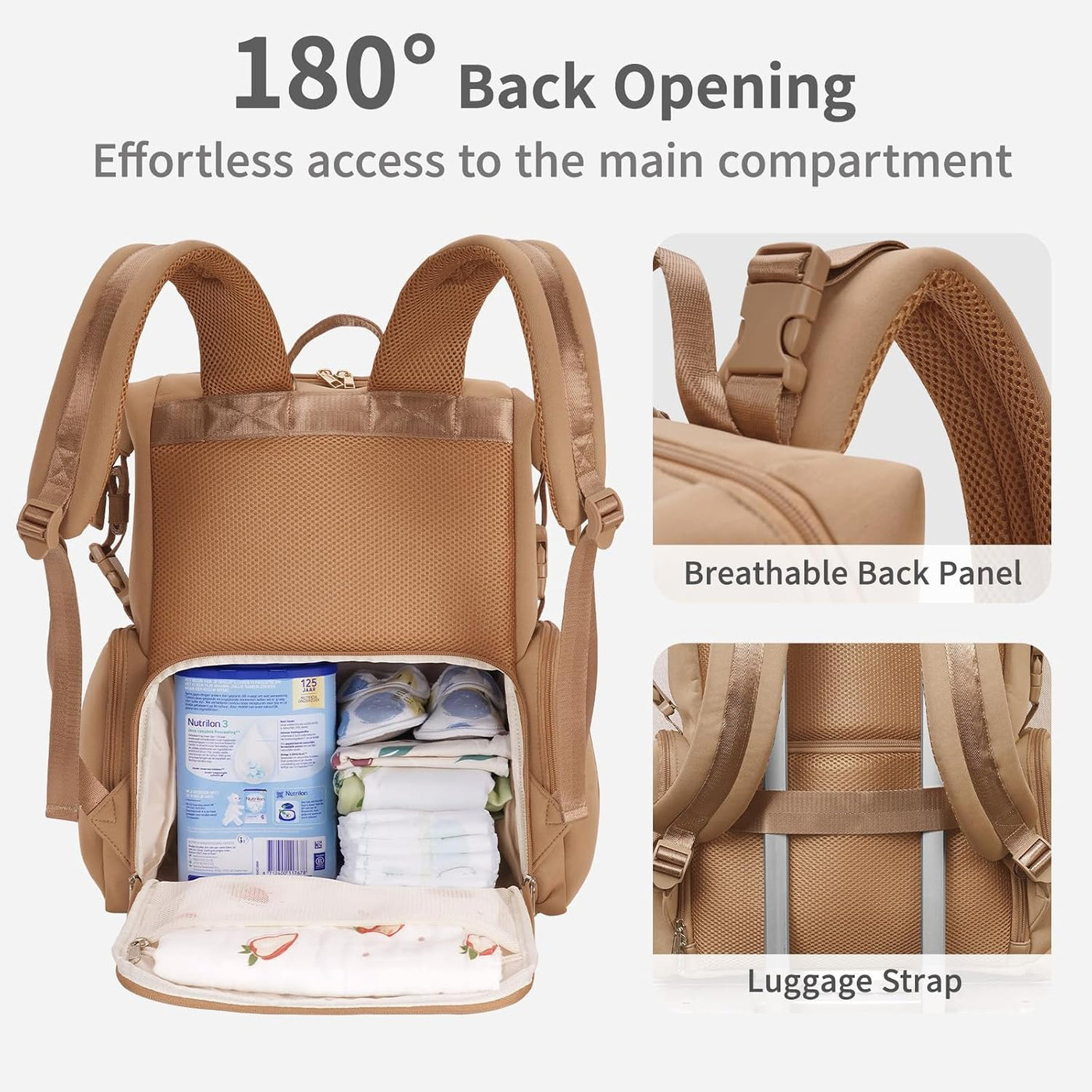 CEI-CEI Bolsa de pañales de neopreno, mochila grande para recién na...