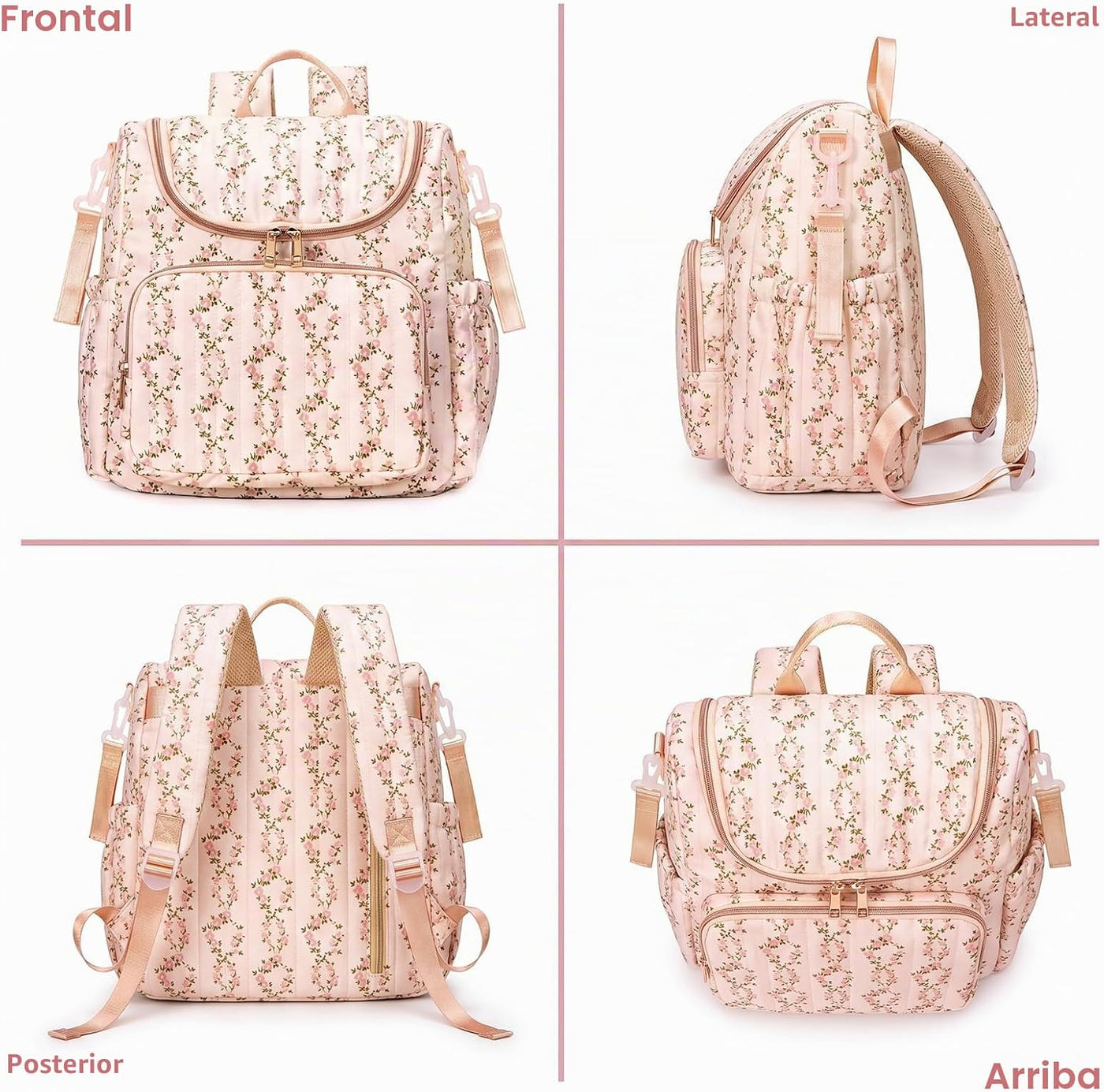 YESFIXS Mochila acolchada para pañales, mochila grande con estampad...