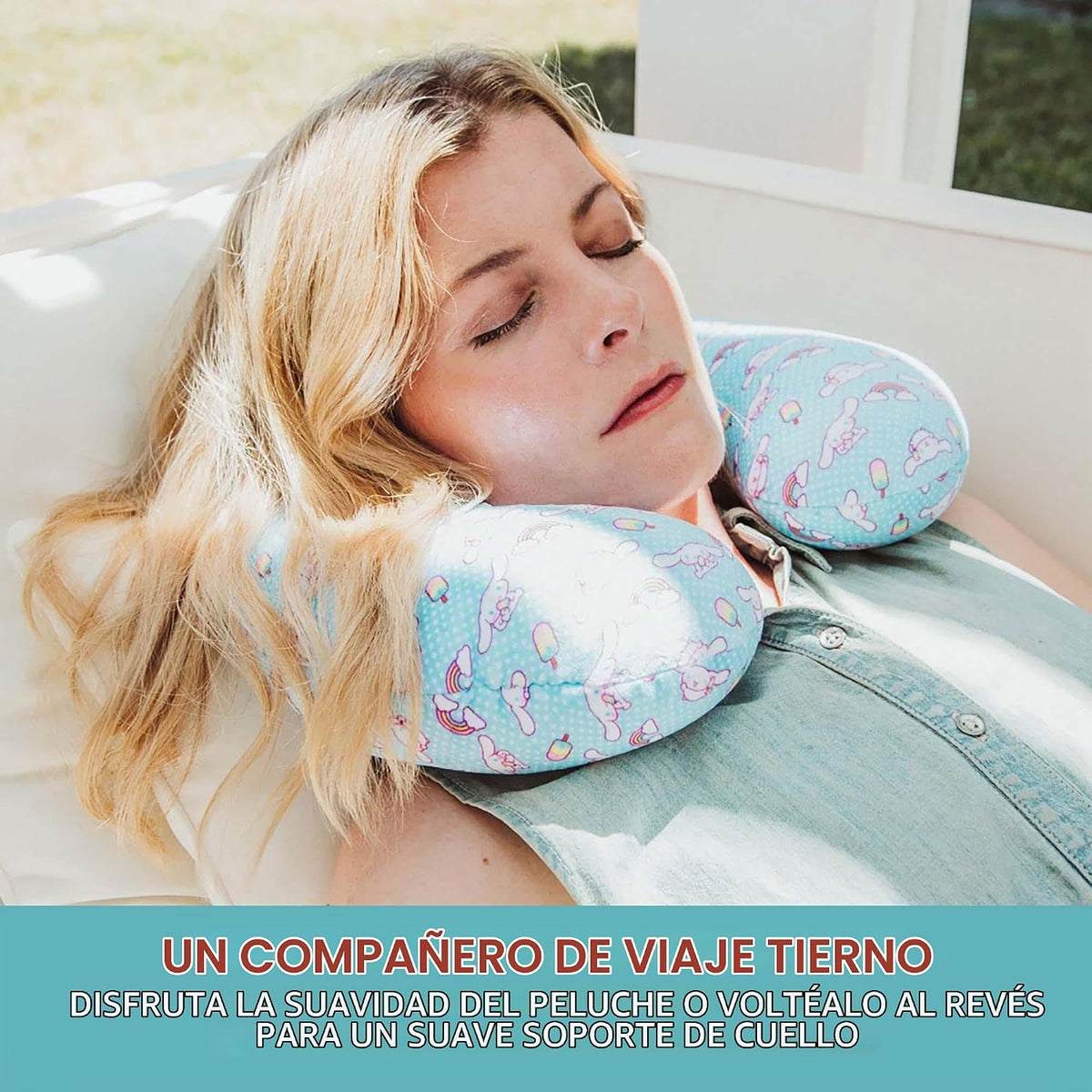 Sanrio Cinnamoroll - Almohada cervical reversible y felpa para adul...