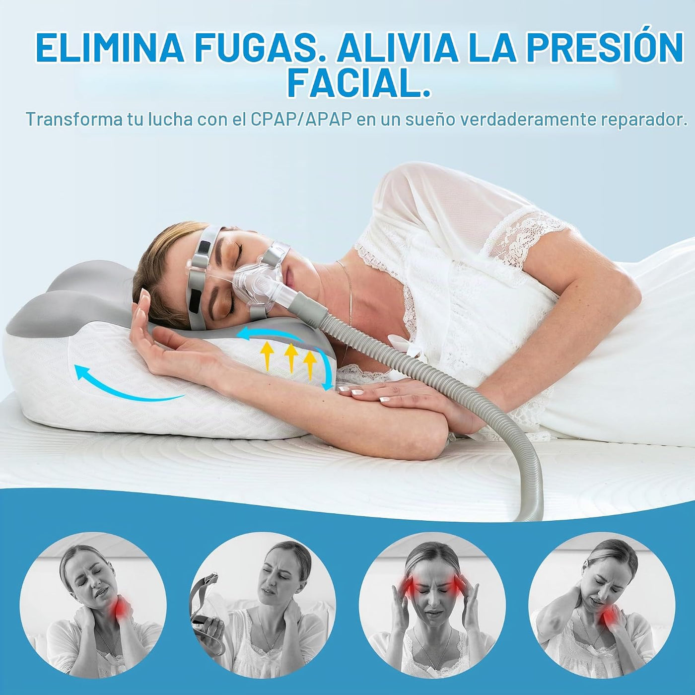 Elviros Almohada cervical para aliviar el dolor de cuello, almohada...