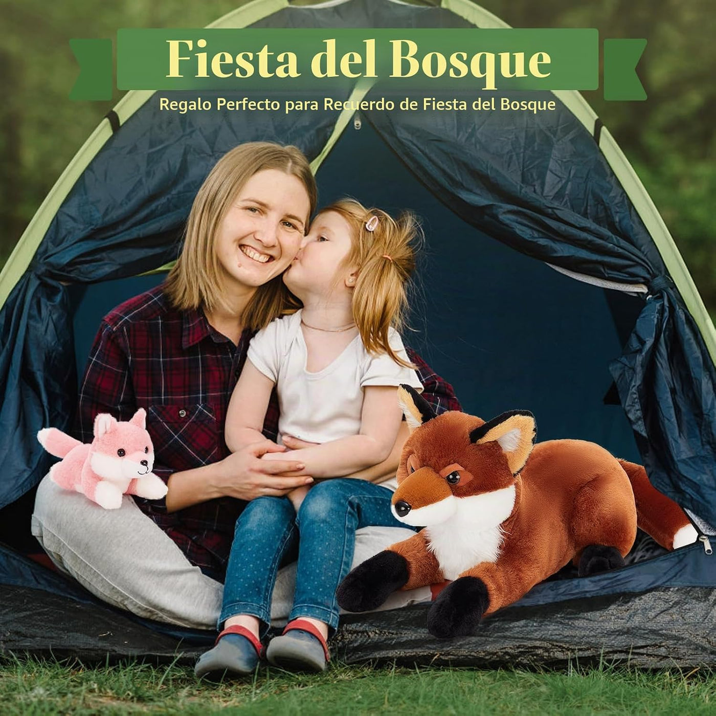 BENINY Juego de 4 animales de peluche de zorro, 22 pulgadas mamá zo...