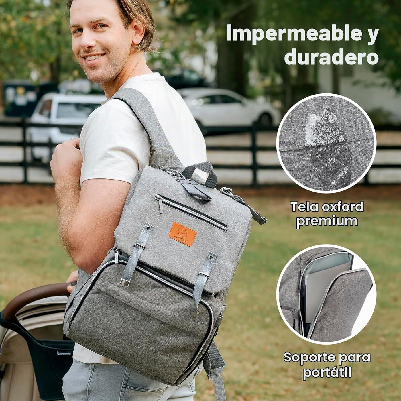 KeaBabies Mochila para pañales para bebé con cambiador, grande (gri...