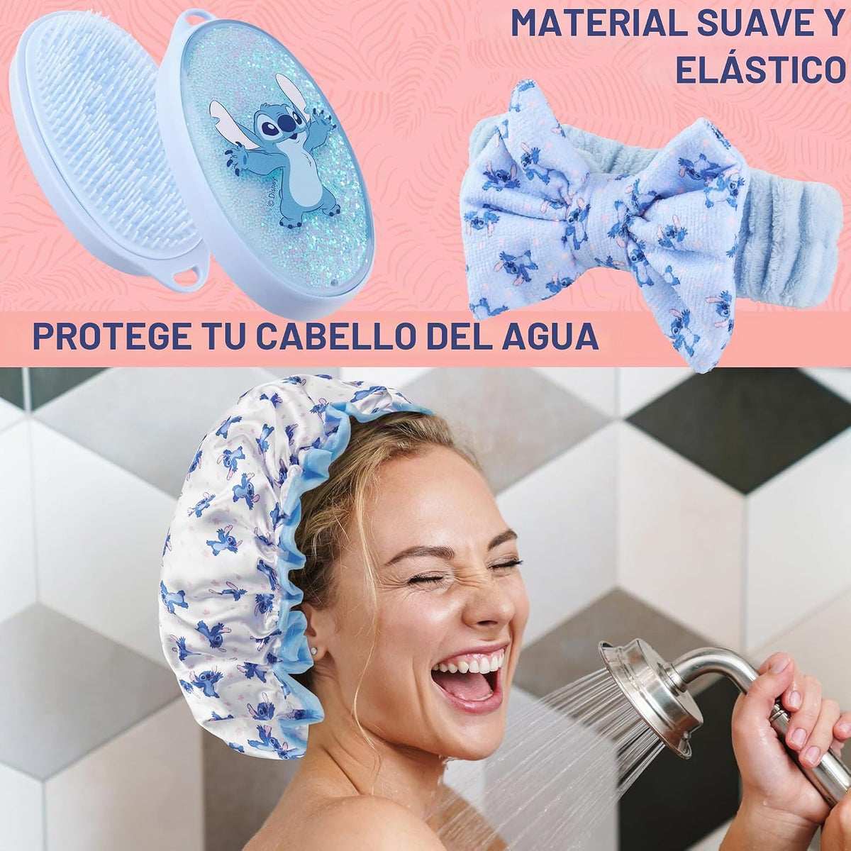 Get Trend Disney Stitch - Juego de accesorios de ducha y neceser tr...