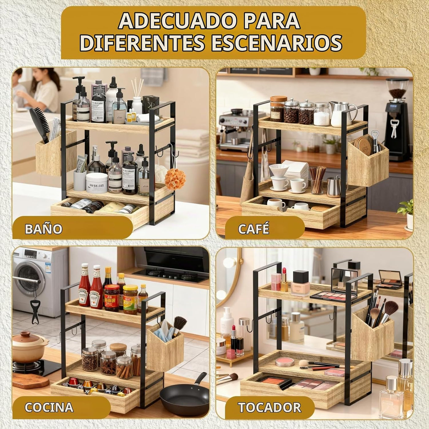Organizadores de mostrador de baño de 2 niveles y almacenamiento, o...