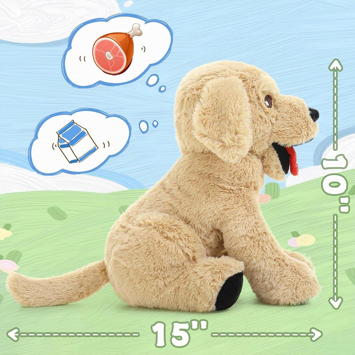 Lanmore Peluche de perro y cachorro Golden Retriever, almohada de p...